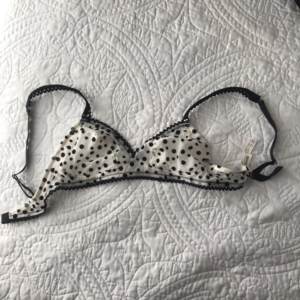 Madewell Black/White Mesh Polka Dot Bralette XS